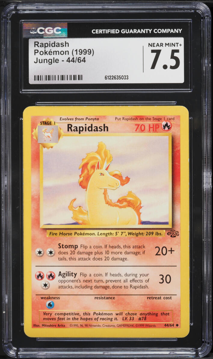1999 Pokemon Jungle Rapidash #44 CGC 7.5 NRMT+