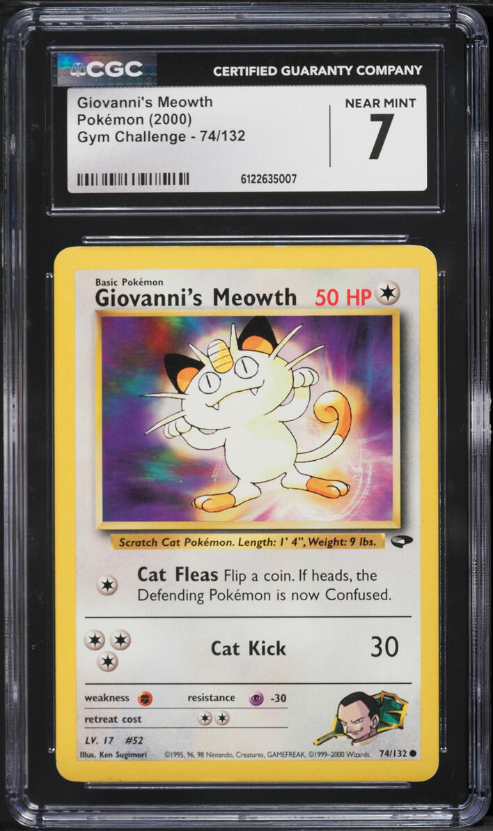 2000 Pokemon Gym Challenge Giovanni's Meowth #74 CGC 7 NRMT