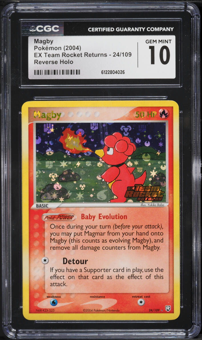 2004 Pokemon EX Team Rocket Returns Reverse Holo Magby #24 CGC 10 GEM MINT