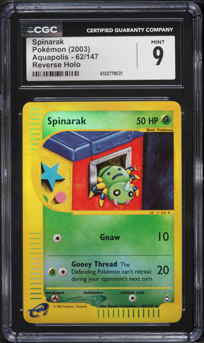 2003 Pokemon Aquapolis Reverse Holo Spinarak #62 CGC 9 MINT