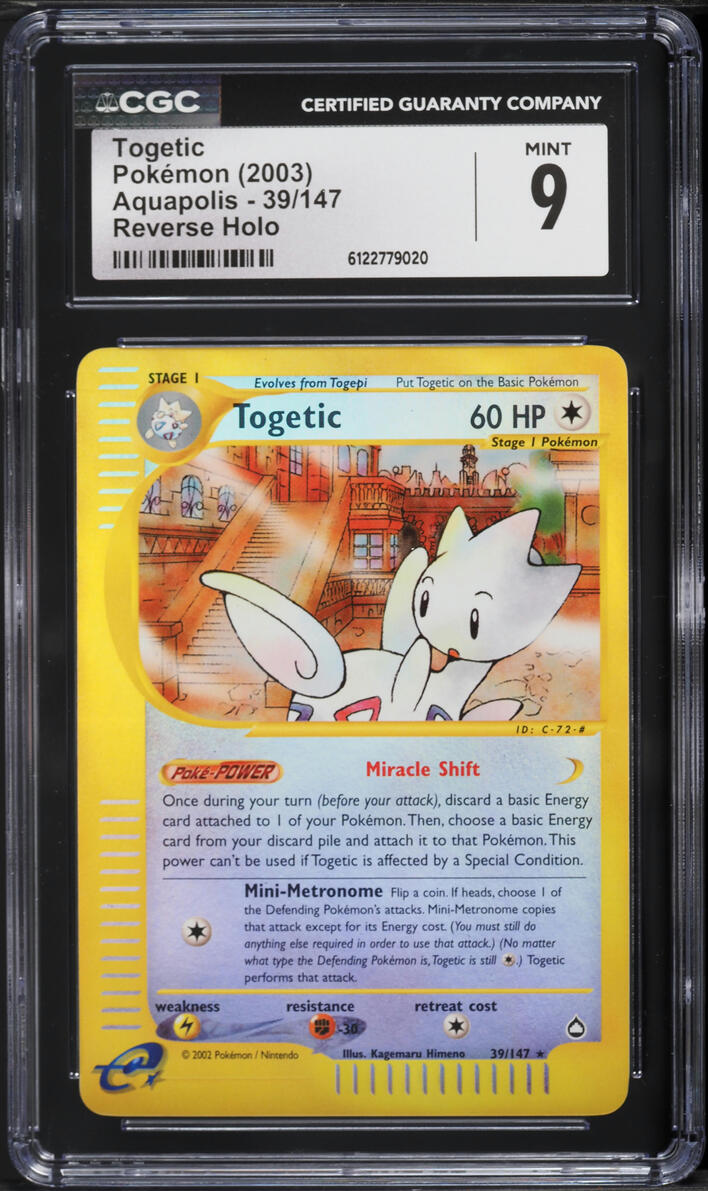 2003 Pokemon Aquapolis Reverse Holo Togetic #39 CGC 9 MINT