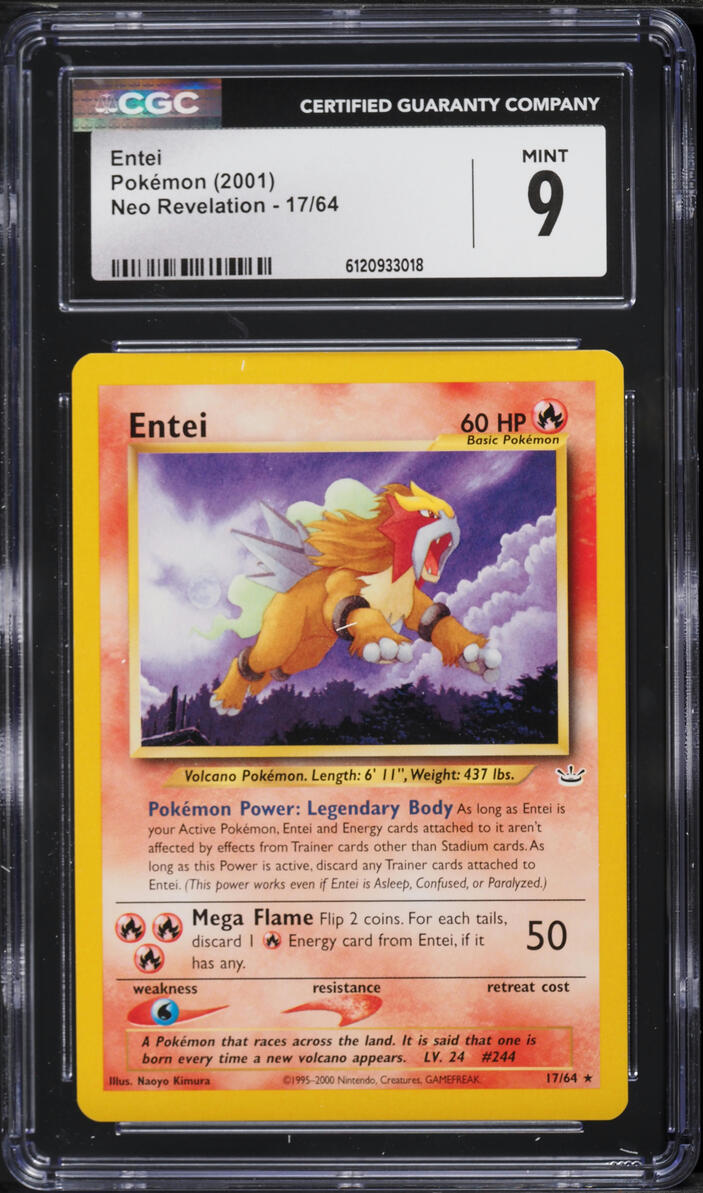 2001 Pokemon Neo Revelation Entei #17 CGC 9 MINT