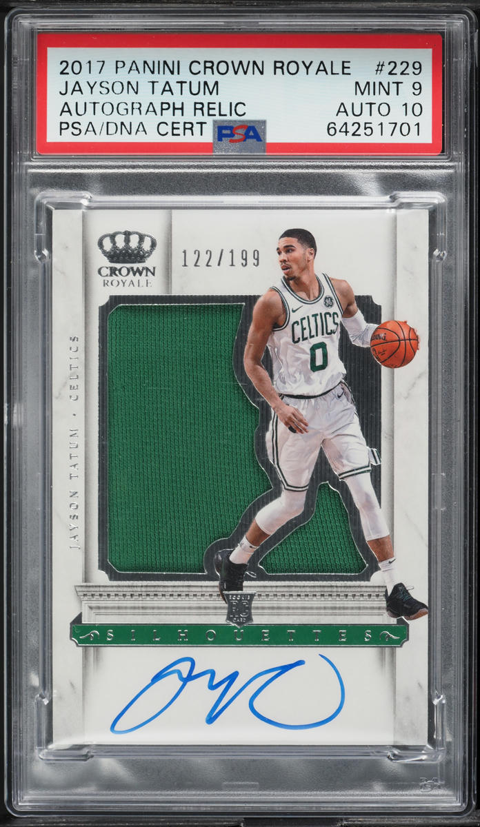 2017 Crown Royale Jayson Tatum ROOKIE PATCH AUTO DNA 10 /199 #229 PSA 9 MINT - Main Image