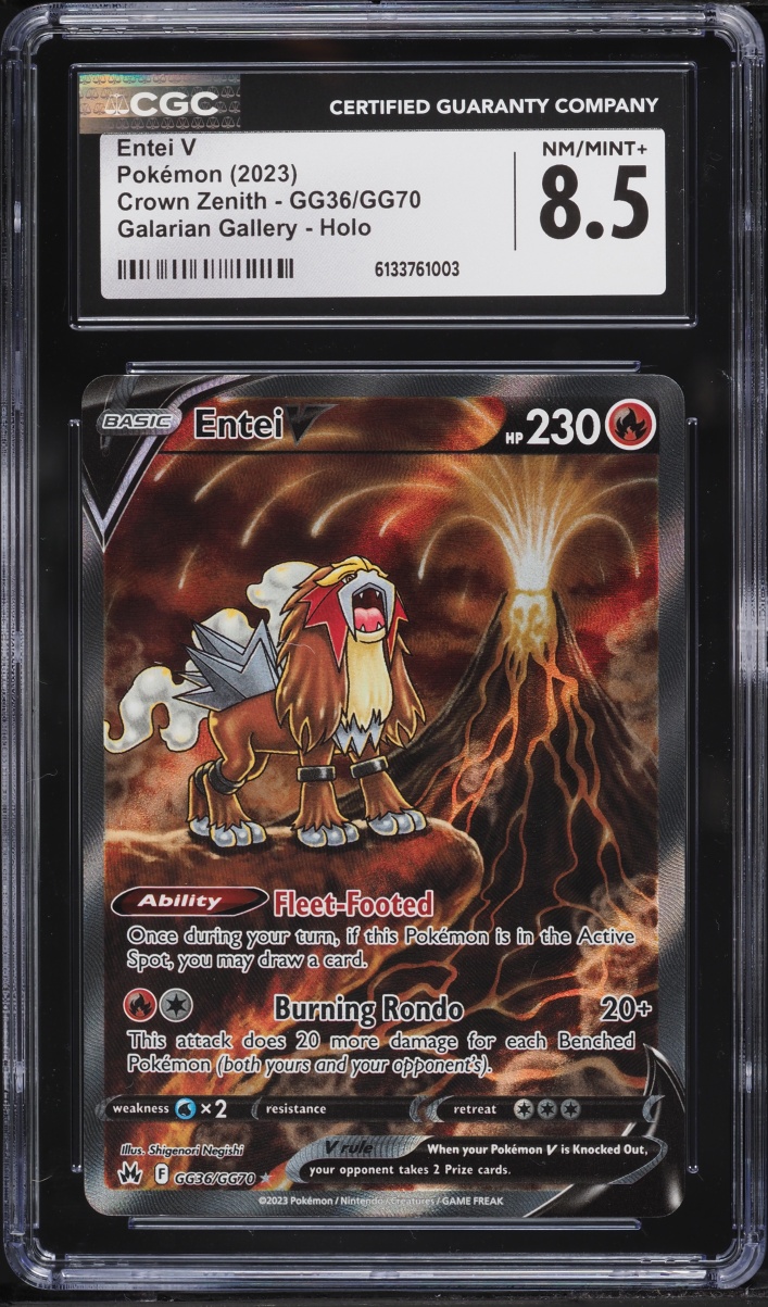 2023 Pokemon SWSH Crown Zenith Galarian Gallery Full Art Entei V #GG36 CGC 8.5 NM-MT+