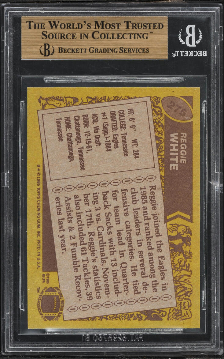 1986 Topps Football Reggie White ROOKIE #275 BGS 9.5 GEM MINT
