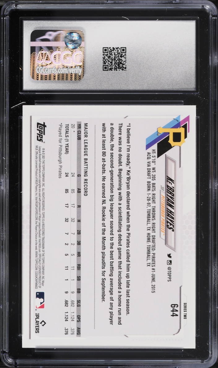 2021 Topps Ke'Bryan Hayes ROOKIE #644 CGC 10 GEM MINT