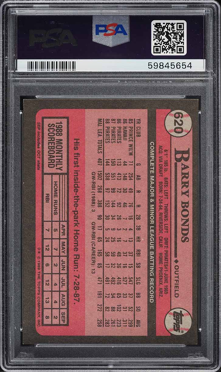 1989 Topps Barry Bonds #620 PSA 6 EXMT