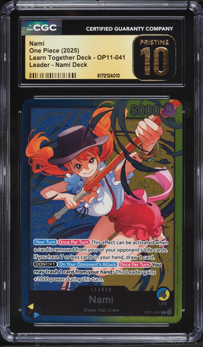 2025 One Piece Learn Together Deck Leader Nami #OP11-041 CGC 10 PRISTINE