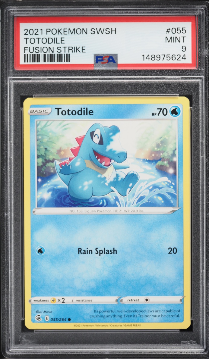 2021 Pokemon Sword & Shield Fusion Strike Totodile #055 PSA 9 MINT