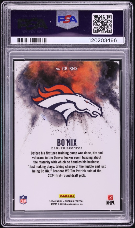 2024 Panini Phoenix Color Blast Bo Nix ROOKIE #CB-BNX PSA 10 GEM MINT