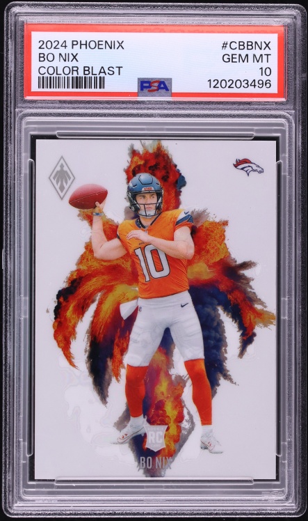 2024 Panini Phoenix Color Blast Bo Nix ROOKIE #CB-BNX PSA 10 GEM MINT