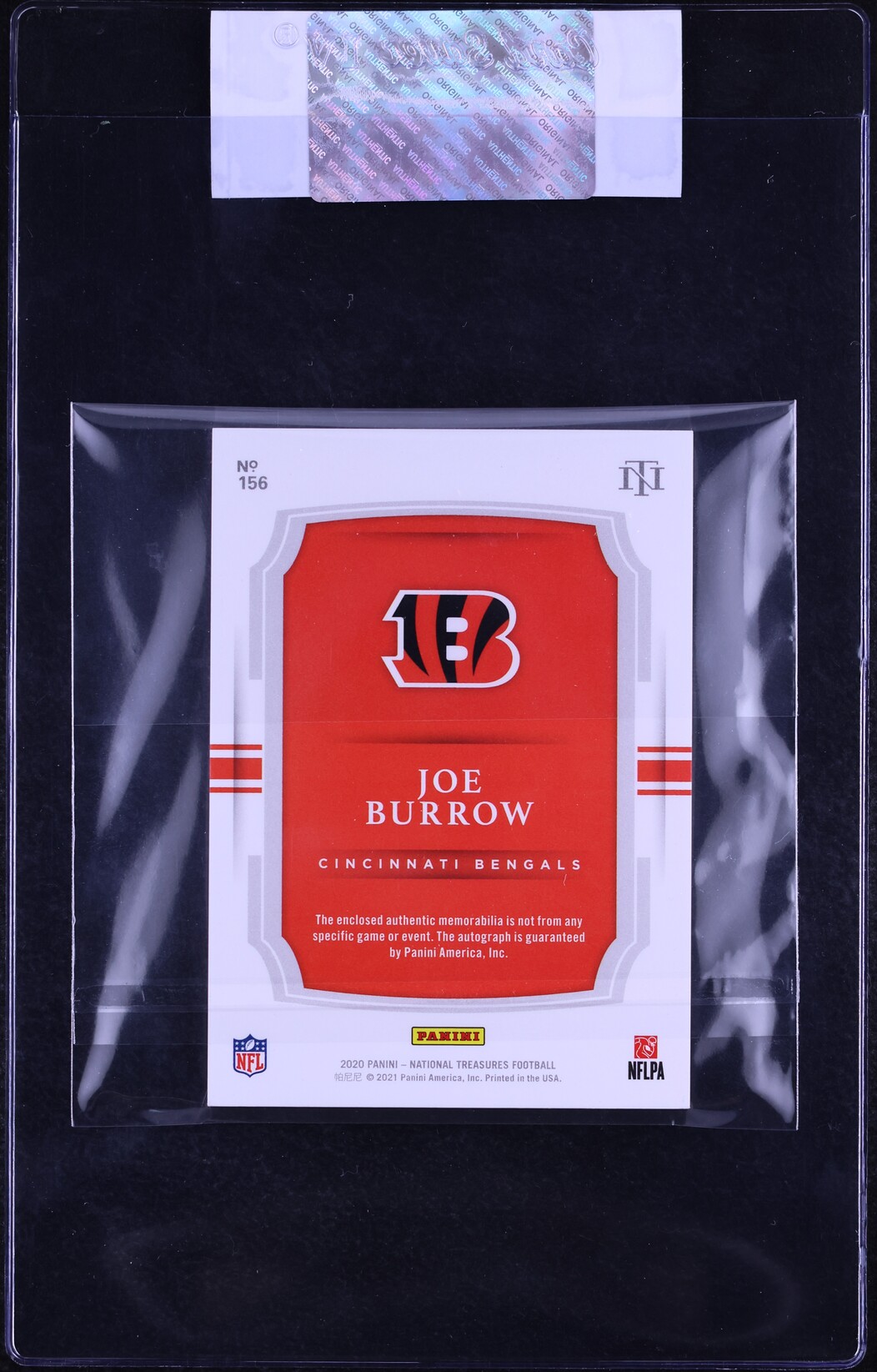 2020 National Treasures Joe Burrow ROOKIE PATCH AUTO /99 #156 CGC AUTH