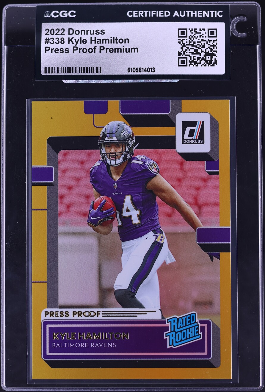 2022 Donruss Press Proof Premium Kyle Hamilton ROOKIE #338 CGC AUTH