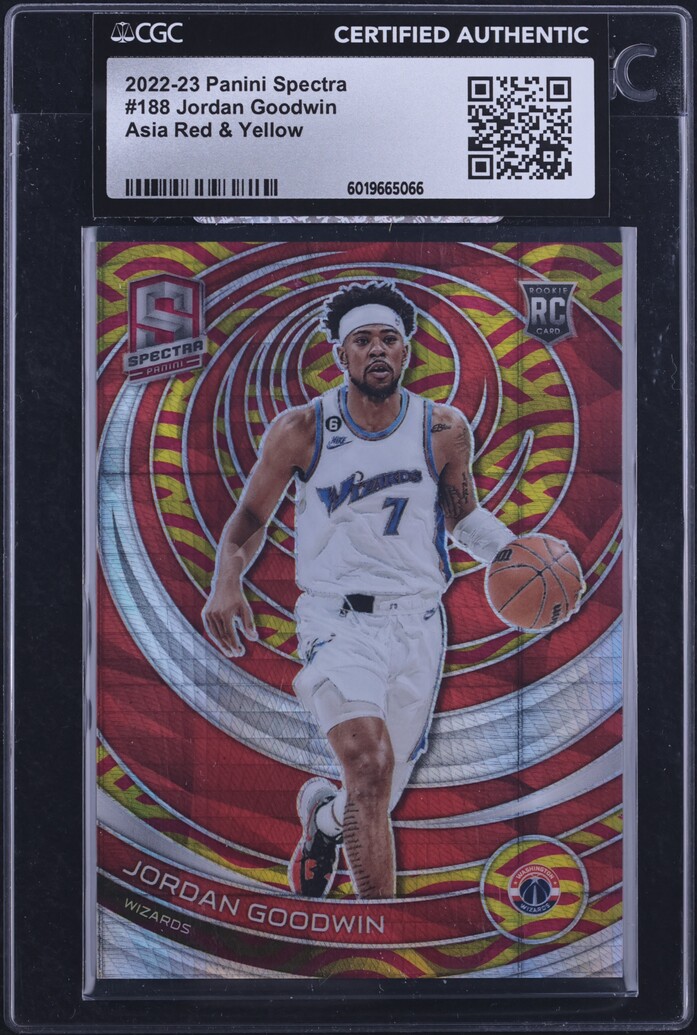 2022 Panini Spectra Asia Red & Yellow Jordan Goodwin ROOKIE /75 #188 CGC AUTH - Main Image