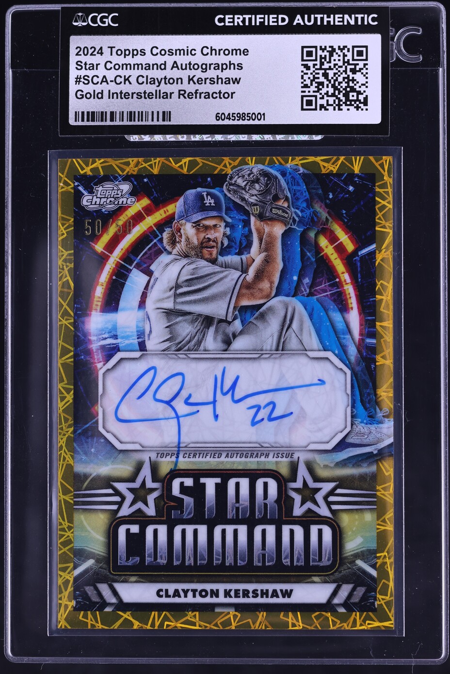 2024 Topps Chrome Cosmic Gold Interstellar Clayton Kershaw AUTO 50/50 CGC AUTH