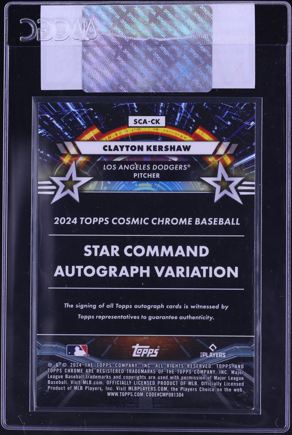2024 Topps Chrome Cosmic Gold Interstellar Clayton Kershaw AUTO 50/50 CGC AUTH