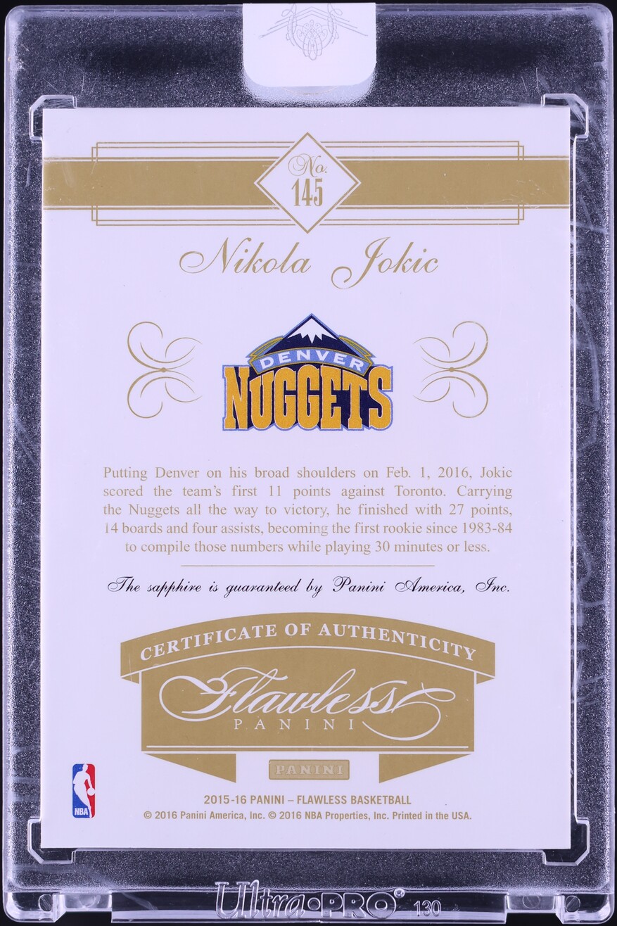 2015 Panini Flawless Sapphire Gems Nikola Jokic ROOKIE 1/10 #145