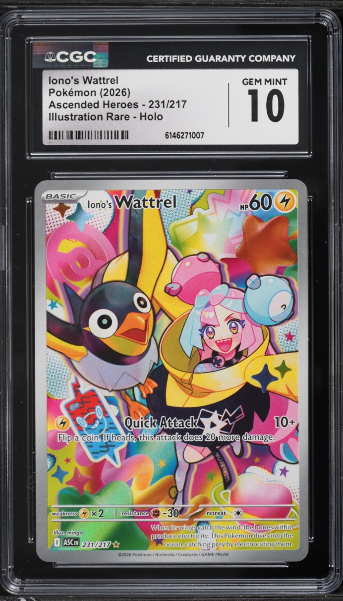 2026 Pokemon Mega Evolution Ascended Heroes IR Iono's Wattrel #231 CGC 10 GEM MINT