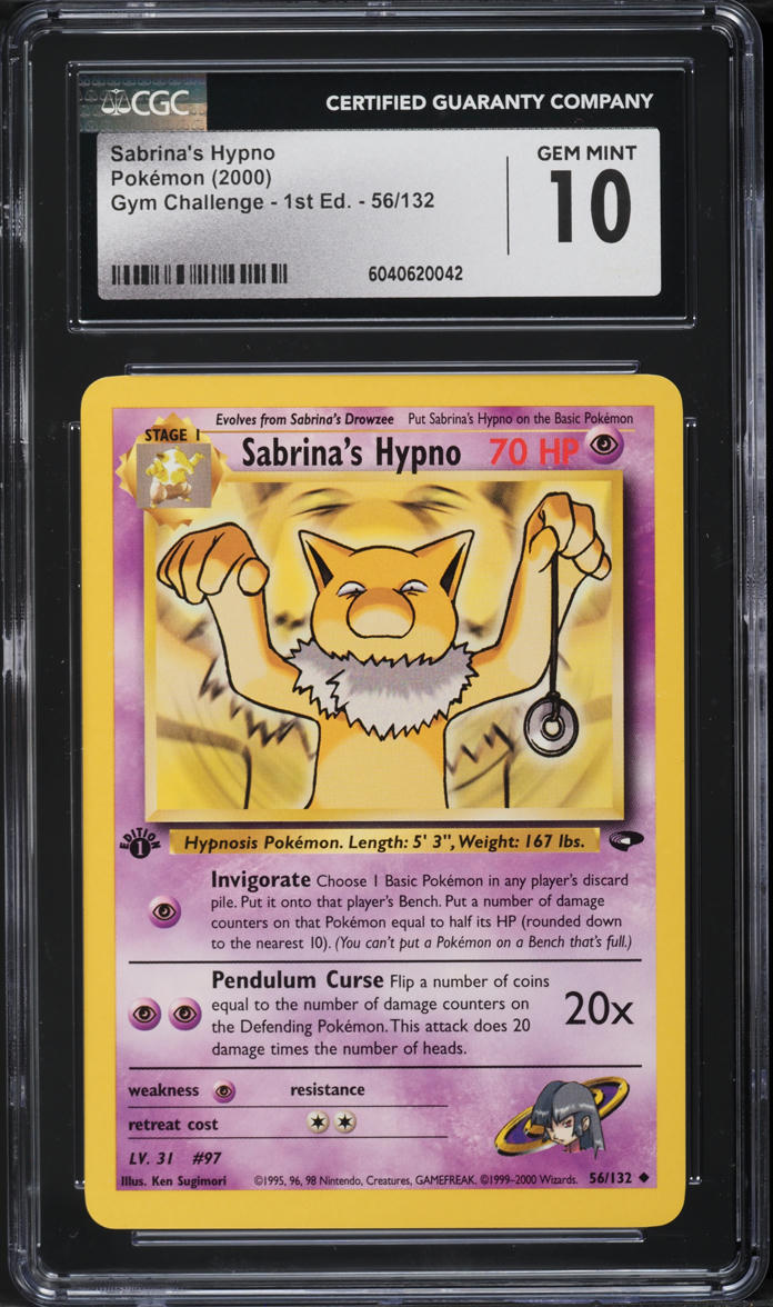 2000 Pokemon Gym Challenge 1st Edition Sabrina's Hypno #56 CGC 10 GEM MINT