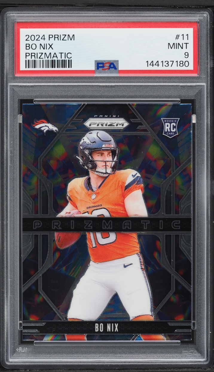 2024 Panini Prizm Prizmatic Bo Nix ROOKIE #11 PSA 9 MINT