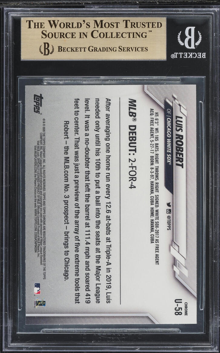2020 Topps Chrome Update Luis Robert ROOKIE #U-58 BGS 9.5 GEM MINT