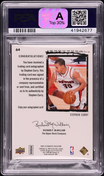 2009 Exquisite Collection Stephen Curry ROOKIE AUTO /225 #64 PSA 10 GEM MINT