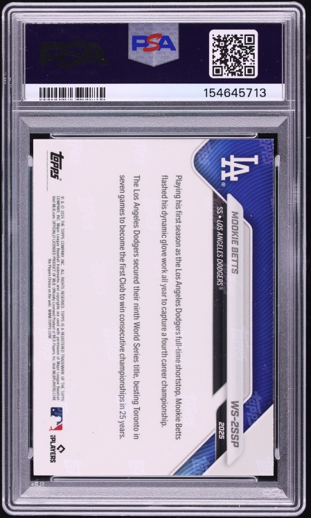 2025 Topps Now World Series Champions Mookie Betts #WS-2SSP PSA 10 GEM MINT