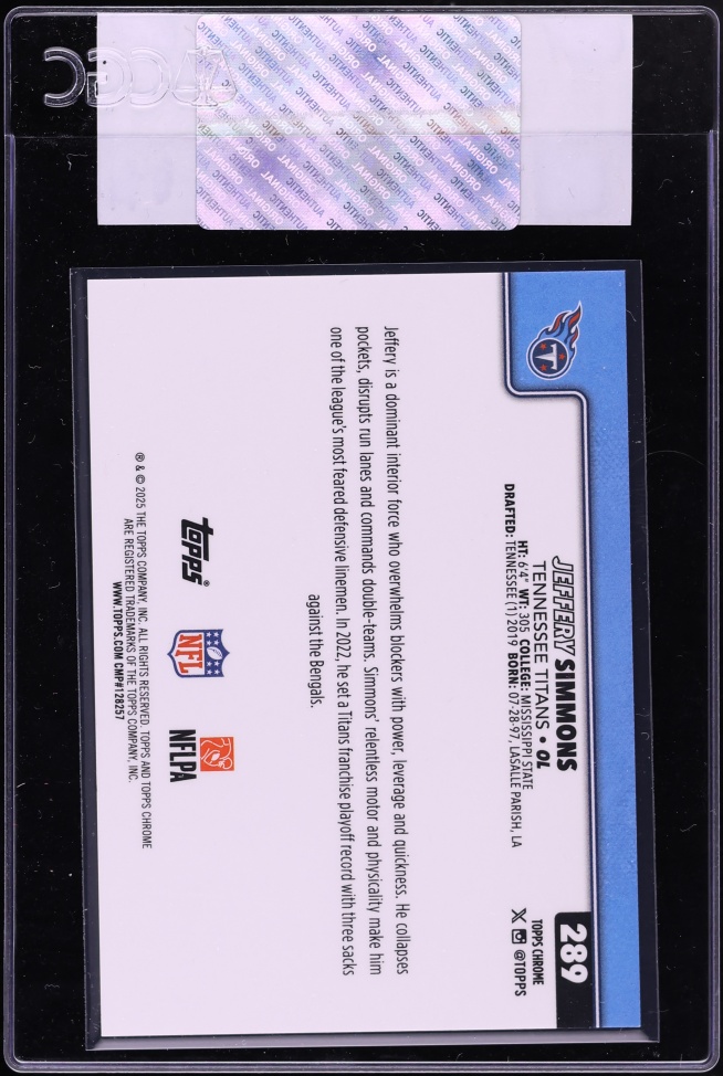 2025 Topps Chrome Gold Geometric Refractor Jeffery Simmons /50 #289 CGC AUTH