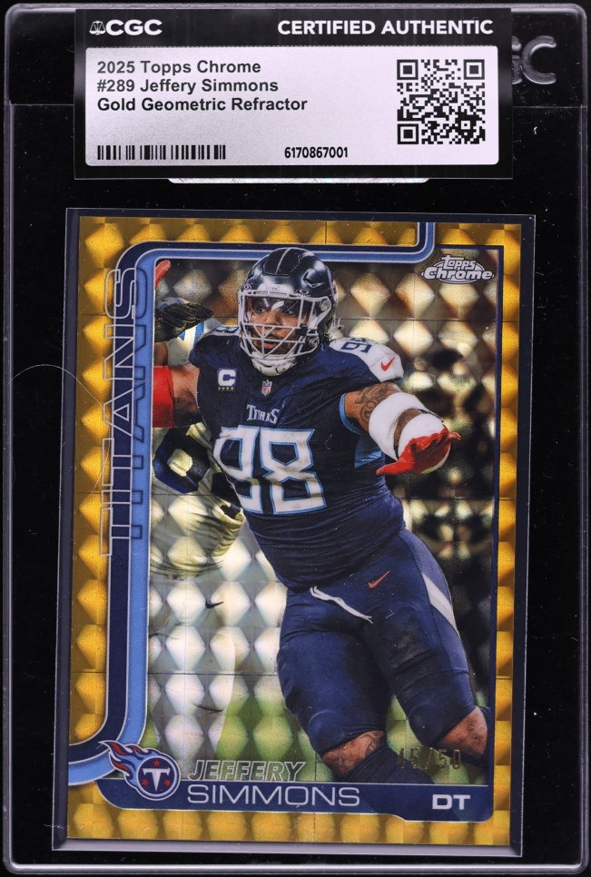 2025 Topps Chrome Gold Geometric Refractor Jeffery Simmons /50 #289 CGC AUTH