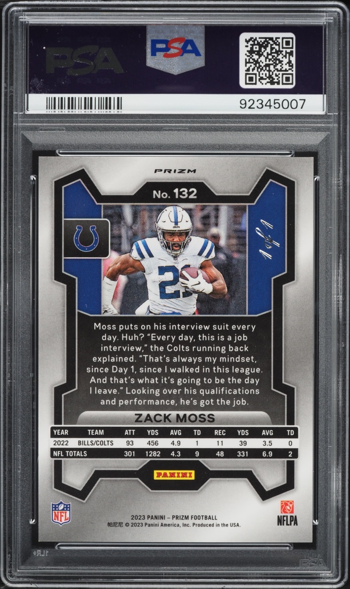 2023 Panini Prizm Black Finite Zack Moss 1/1 #132 PSA 10 GEM MINT - Photo 2