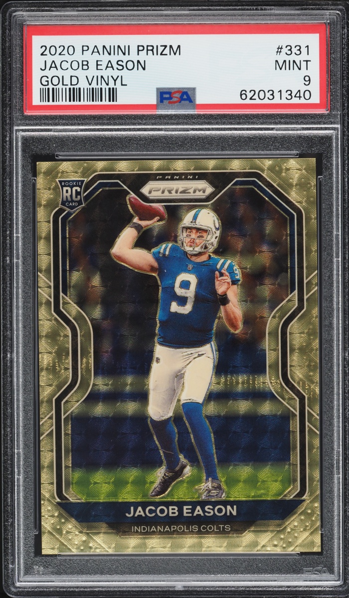 2020 Panini Prizm Gold Vinyl Jacob Eason ROOKIE /5 #331 PSA 9 MINT