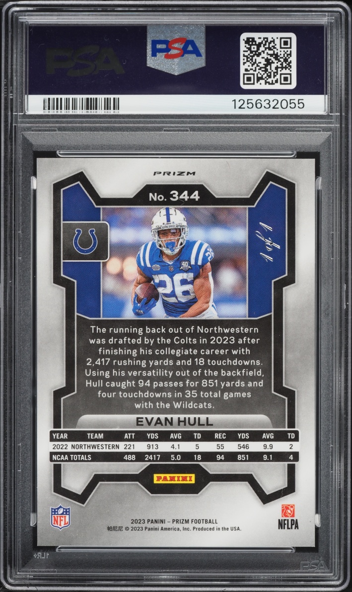 2023 Panini Prizm Black Finite Evan Hull ROOKIE 1/1 #344 PSA 8 NM-MT - Photo 2