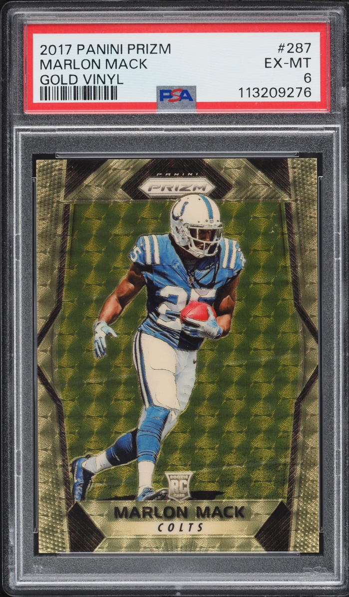 2017 Panini Prizm Gold Vinyl Marlon Mack ROOKIE 5/5 #287 PSA 6 EXMT