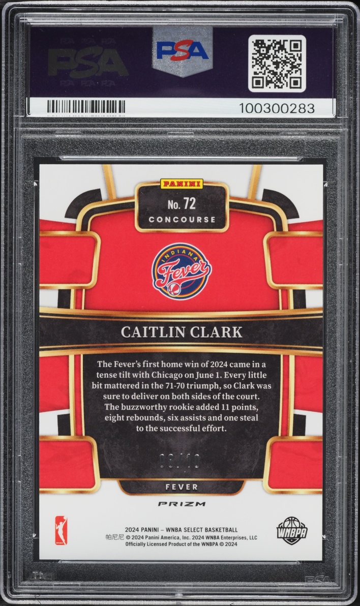 2024 Select Concourse WNBA Gold Prizm Caitlin Clark ROOKIE /10 #72 PSA 10 GEM MINT - Photo 2