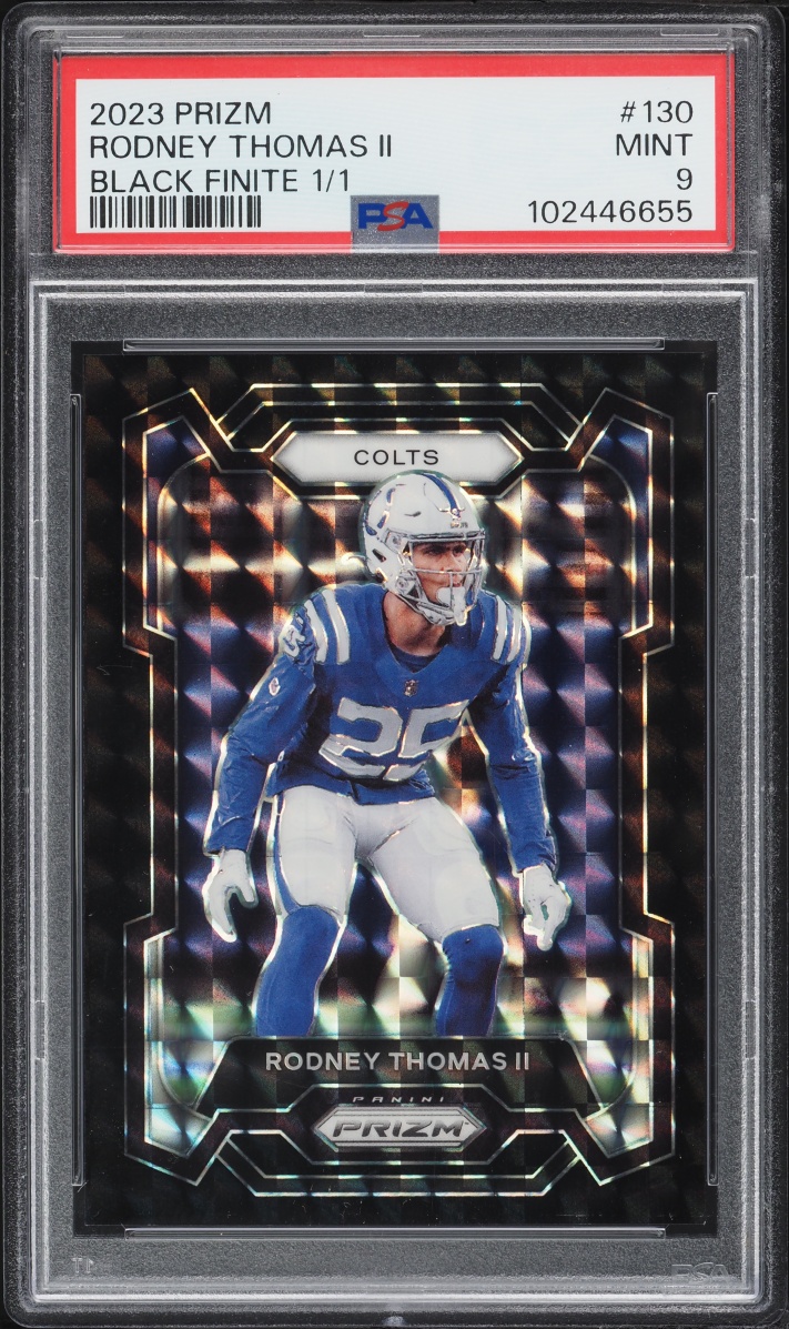 2023 Panini Prizm Black Finite Rodney Thomas II 1/1 #130 PSA 9 MINT