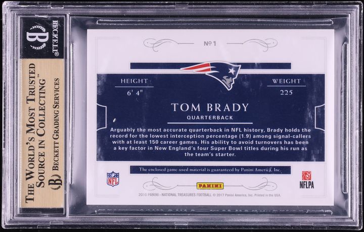 2016 National Treasures All Decade Holo Silver Tom Brady GAME-USED PATCH /10 BGS 9.5 GEM MINT - Photo 2