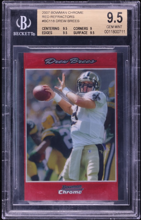 2007 Bowman Chrome Red Refractor Drew Brees 5/5 #BC118 BGS 9.5 GEM MINT