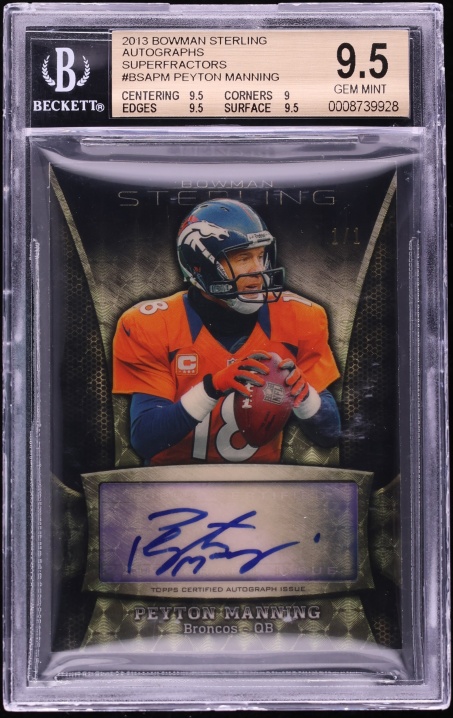 2013 Bowman Sterling Superfractor Peyton Manning AUTO 1/1 #BSA-PM BGS 9.5 GEM MINT