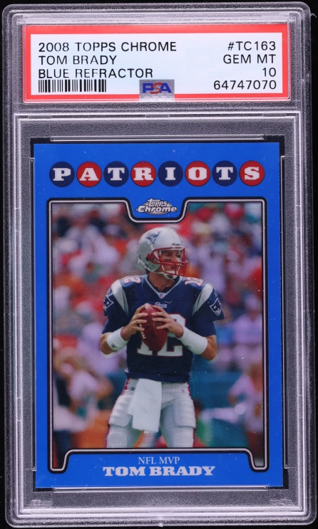 2008 Topps Chrome Blue Refractor Tom Brady #TC163 PSA 10 GEM MINT