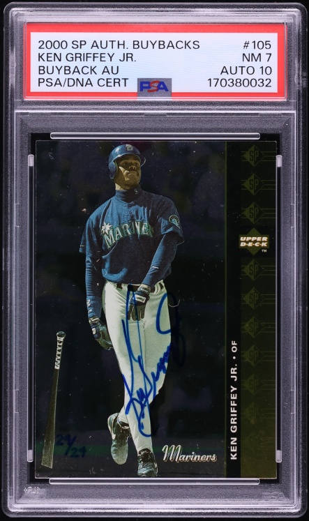 2000 SP Authentic Buybacks Ken Griffey Jr. AUTO DNA 10 JERSEY # 24/24 #105 PSA 7 NRMT