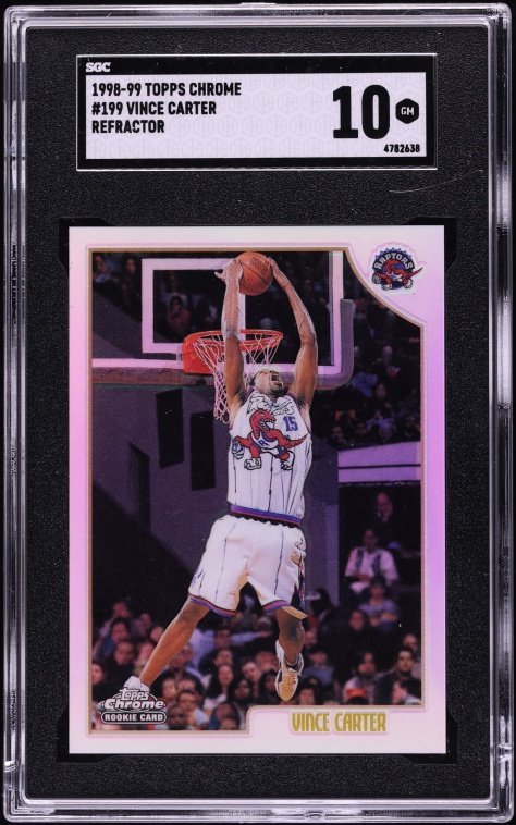 1998 Topps Chrome Refractor Vince Carter ROOKIE #199 SGC 10 GEM MINT