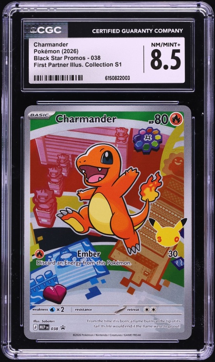 2026 Pokemon Black Star Promo First Partner Illustration Collection S1 Charmander #038 CGC 8.5