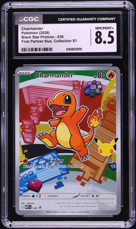 2026 Pokemon Black Star Promo First Partner Illustration Collection S1 Charmander #038 CGC 8.5