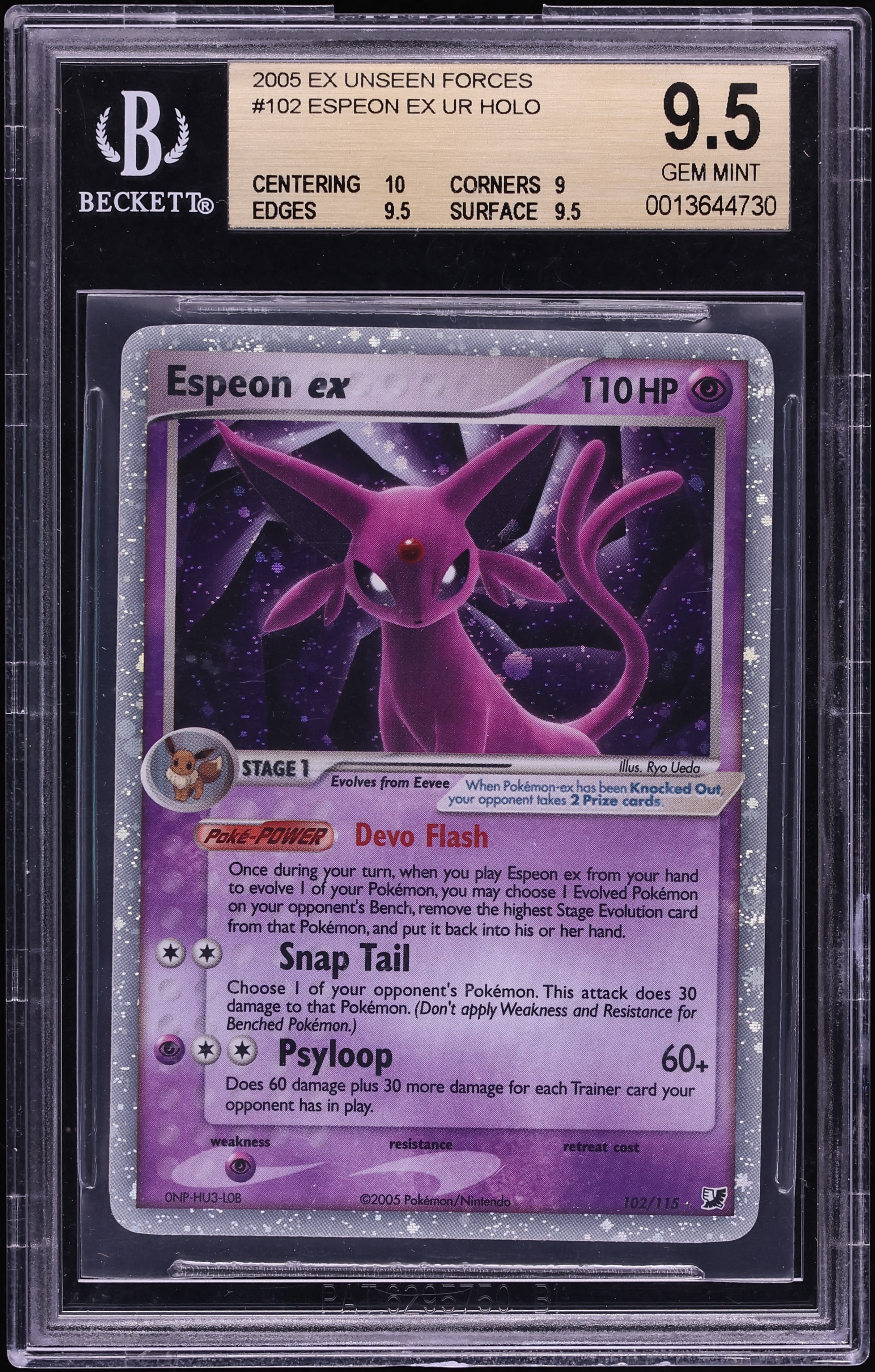 2005 Pokemon EX Unseen Forces Holo Espeon ex #102 BGS 9.5 GEM MINT