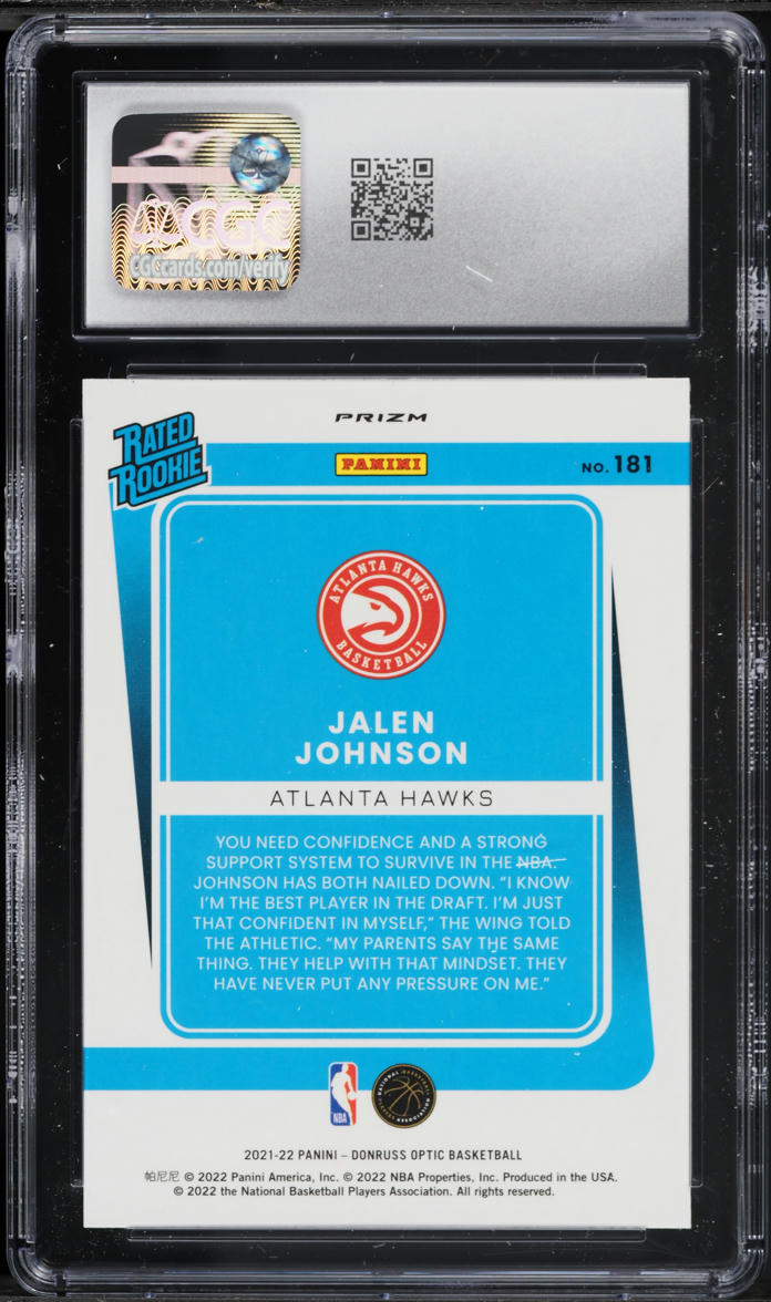 2021 Donruss Optic Blue Velocity Jalen Johnson ROOKIE #181 CGC 10 GEM MINT
