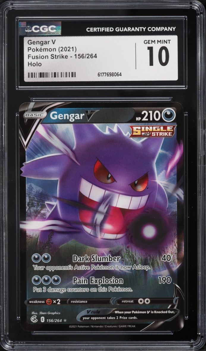 2021 Pokemon Sword & Shield Fusion Strike Holo Gengar V #156 CGC 10 GEM MINT