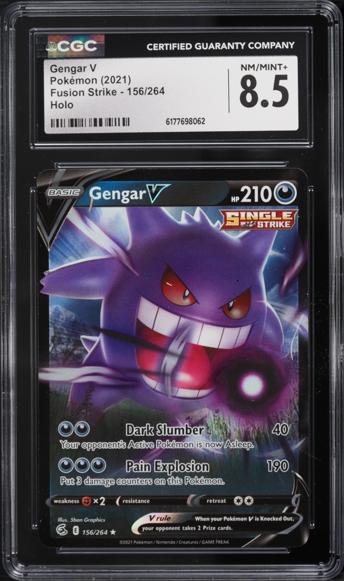 2021 Pokemon Sword & Shield Fusion Strike Holo Gengar V #156 CGC 8.5 NM-MT+