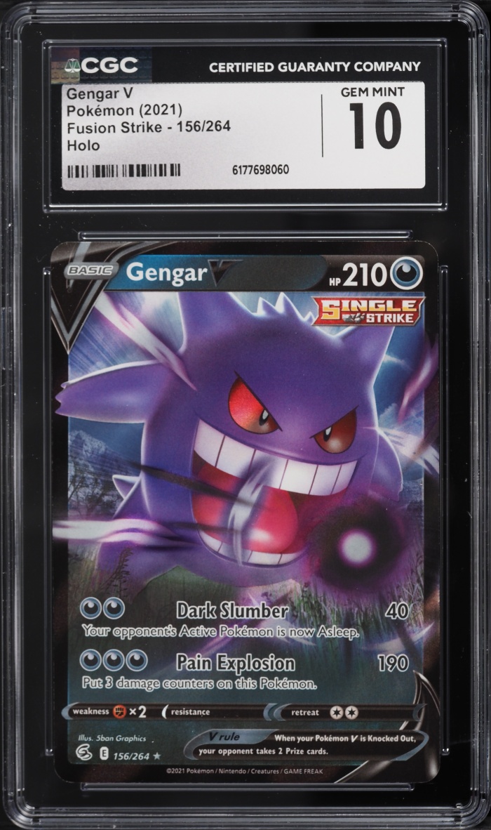 2021 Pokemon Sword & Shield Fusion Strike Holo Gengar V #156 CGC 10 GEM MINT
