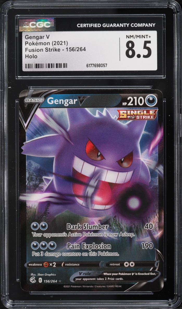 2021 Pokemon Sword & Shield Fusion Strike Holo Gengar V #156 CGC 8.5 NM-MT+