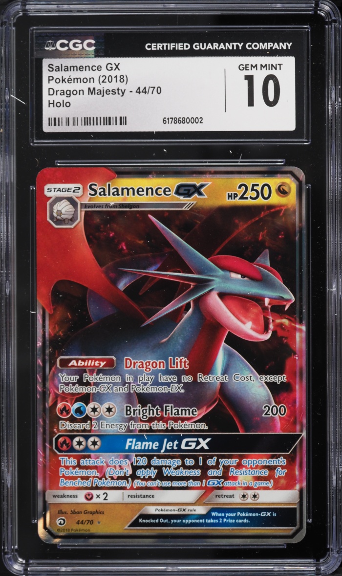 2018 Pokemon Sun & Moon Dragon Majesty Holo Salamence GX #44 CGC 10 GEM MINT